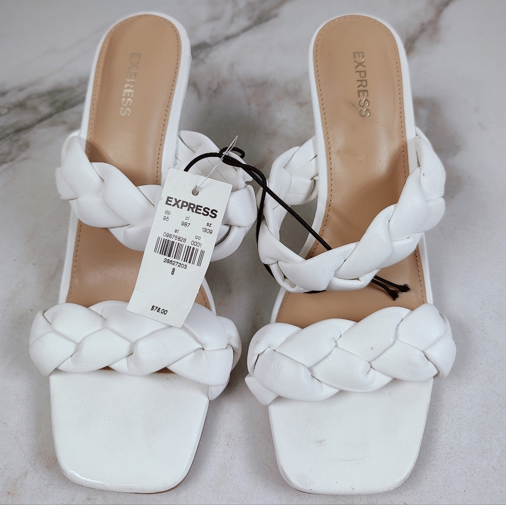 Express Braided White Mules - Picture 3 of 13
